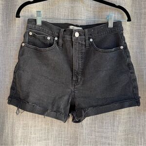 Madewell high rise distressed Black Denim Shorts size 28